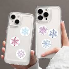 500 piezas de pegatinas brillantes de copos de nieve, calcomanías de papel redondas navideñas, decoración del hogar festiva de un solo uso para celebraciones de Año Nuevo, suministros de scrapbooking - A - Ver 4