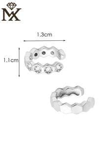 SYMFNY 1 Đôi khuyên tai kẹp không cần xỏ lỗ bằng bạc Sterling 925, họa tiết hình thoi, đính đá Cubic Zirconia, kiểu dáng thời trang tối giản, quà tặng cho phụ nữ. - Bạc - Xem 3