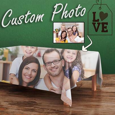 One Customizable Image Tablecloth, Suitable For Kitchen Dining, Weddings, Parties, Home Décor, Christmas, Christmas Eve, Valentine's Day, Birthdays, And Winter/Autumn - Full Image.