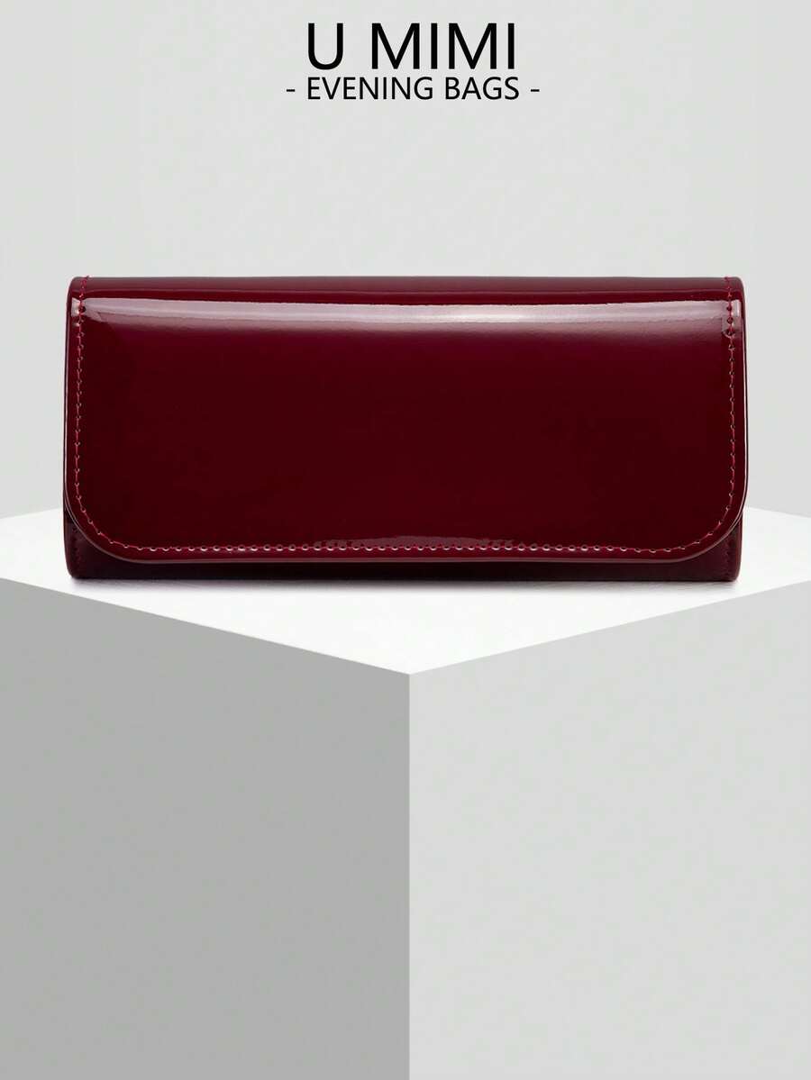 New Glossy Banquet Clutch Bag, Suitable For Weddings, Galas, Parties, Receptions. An Excellent Gift For Women - Burgundy - View 1