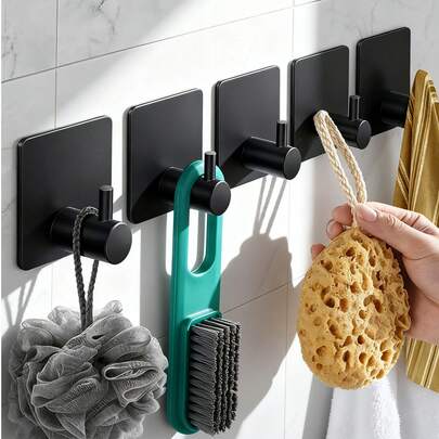 4pcs Rustproof Stainless Steel Wall Hooks - Easy-Install, Adhesive, Heavy-Duty Hooks For Hanging Coats, Hats, Towels, Robes - Ideal For Bathroom, Kitchen, And Bedroom Use, Contemporary Style, Easy Installation Hooks | Modern Wall Hooks | Durable Wall Hooks, Towel Rack