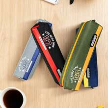 1pc Fashion Striped Pencil Case, Best Print Zipper Pencil Pouch, Large Capacity Student Stationery Storage Box, Back To School Supplies, 4 Colors Available - Multicolor - View 2