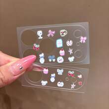 3pcs Lens Film+1pc Embossed Cartoon Bow Cherry Dessert Sticker, Compatible With Apple 17Pro, 17Promax/17AIR Series, Camera Lens Protective Film Suitable For Daily Protection, Office, And Home Use, Daily Protection, Office And Home Phone Camera Protective Case Waterproof, Shockproof, Anti Drop, And Anti Scratch - 3 Lens Pieces + Cartoon Stickers - View 4