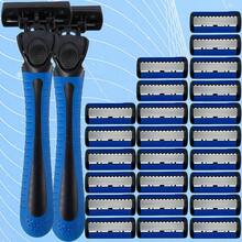 Set Pisau Cukur 6 Lapis Klasik untuk Pria: Kit Pencukur Bulu Manual dengan Pegangan Anti Selip dan Dapat Dicuci serta Mata Pisau untuk Pencukuran Halus, Bersih, dan Rapi – Sempurna untuk Perawatan Sehari-hari dalam 10 Situasi, Alat Penting untuk Pria - biru - View 18