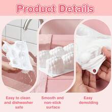 Khuôn bánh mousse mâm xôi cỡ lớn 6 ngăn, khuôn silicon 3D sô cô la mâm xôi, khuôn nến hình trái cây. - Đen và trắng - Xem 4