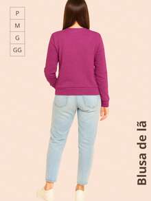 Fleece Blouse With Cuffs And Love Print, Warm Winter - 玫紅色 - 查看 5