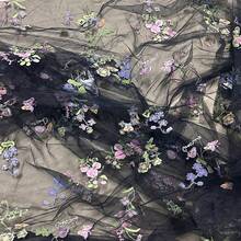 Designer Spring/Summer DIY Fabric: Modern Botanical Pattern Dense Mesh Multicolor Embroidered Fabric - Multicolor - View 18
