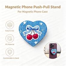 Soporte magnético de teléfono con absorción magnética y estilo de mariposa y cereza, material ABS de alta gama a prueba de golpes, extensible y ajustable, soporte de escritorio estable con diseño texturizado, artículo esencial diario - Multicolor - Ver 5