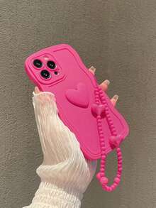 1 pieza Funda de teléfono minimalista con corazón ondulado de color rojo rosa, material DIY adecuado para iPhone 17 PROMAX/17 PRO/7/16 PROMAX/16/16 PRO, funda protectora para 14 PROMAX/14 PRO/13 PRO/13/14, funda suave de cobertura completa para 15 PROMAX/15 PLUS/15 PRO/15/12/11/XR - Multicolor - Ver 2