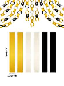 2/1set Graduation Party Paper Chain DIY Kit, Gold White Black Handmade Decoration Materials; Graduation DIY Paper Chain Hanging Decor, Graduation Ceremony Streamer Decor, Graduation Party Photo Backdrop, Graduation Ceremony Atmosphere Decor, Graduation DIY Activity Supplies, Graduation Surprise Party Decorations, Birthday Party Paper Chain Decor, Theme Party Atmosphere Supplies - View 9
