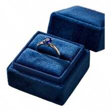 Stainless Steel Silver Solitaire Ring 5mm Graduation, Debutante - Blue - View 1