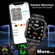 Reloj inteligente para hombres de 2.01 pulgadas con linterna LED, pantalla grande HD, llamadas inalámbricas y notificaciones de SMS, múltiples modos deportivos, aleación de zinc, reloj inteligente para deportes al aire libre, compatible con iOS y Android - Multicolor - Ver 9