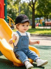 1顶婴儿/幼儿/儿童纯色花卉图案可调节棒球帽，适合户外防晒、运动、旅行、生日礼物 - 彩色 - 查看 3