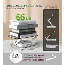 Soporte acrílico para libros con almacenamiento rotación de 360° soporte plegable ajustable con gran capacidad de almacenamiento para lectura y tabletas transparente - como en la imagen - Ver 7