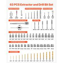 Screw Extractor Set, 63 Pieces, With Nut And Bolt Extractors, Nut Splitters, Taps, Drill Bits, Wrenches, Adapters, And Solid Storage Case, For Removing Rounded, Broken, Or Stripped Fasteners - Screw Extractor Set, 63 Pieces - View 2