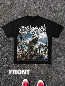 GODSPEED OUTDOOR GRABBA Street Wear, Y2K 180g Pure Cotton Round Neck Short Sleepe T-Shirt, Funny Black Graphic Tee, Breathable, Comfortable And Skin-Friendly Fabrics Suitable For Summer Wear And As A Gift - 黑色 - 查看 2