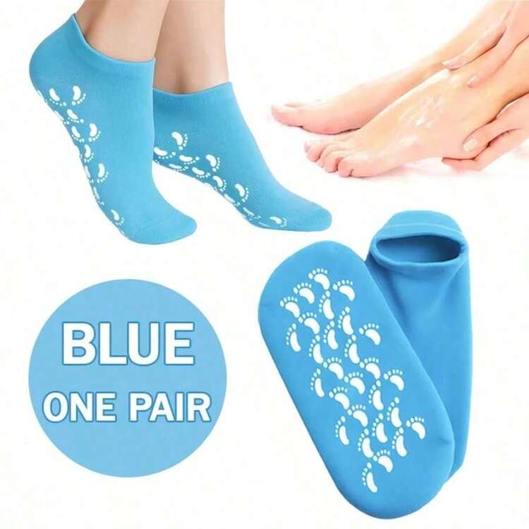 Feuchtigkeitsspendende Socken, rutschfeste Gel-Socken, Feuchtigkeitsspendende SPA-Socken für Frauen, weiche Gel-Schlaf-Socken. Hohe Elastizität, wiederverwendbare, mit Aloe Vera angereicherte SPA-Socken, nächtliche Feuchtigkeitspflege, rutschfestes Gel-Design für Ferse und Zehen, geeignet für trockene, raue Haut für Männer und Frauen, Fußpflege für Zuhause - Einheitsgröße - Übersicht 16