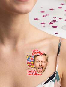 Pegatinas de tatuaje temporal con foto personalizada, diseño de retrato de dibujos animados personalizado para graduación, decoración corporal de estilo de celebración divertida para fiesta y ceremonia de graduación, calcomanía de tatuaje con nombre personalizado, recuerdo único, favor personalizado con foto para amigos, compañeros de clase, familia en temporada de graduación - Amarillo - Ver 6