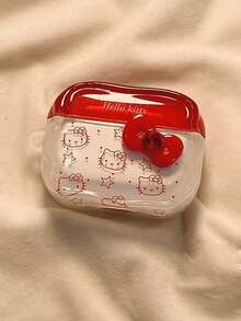SANRIO 1 hộp đựng tai nghe Bluetooth không dây thế hệ thứ 4 hình mèo nơ đỏ (2 kiểu ngẫu nhiên, dây đeo ở cả hai bên ngẫu nhiên) - Đỏ - Xem 2