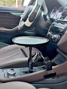 1pc Foldable Car Seat Tray Table - Universal Front/Rear Seat Organizer Holder For Snacks, Drinks, Phones & Tablets - Adjustable Angle With Anti-Slip Silicone Pad - Great For Travel - A - View 2