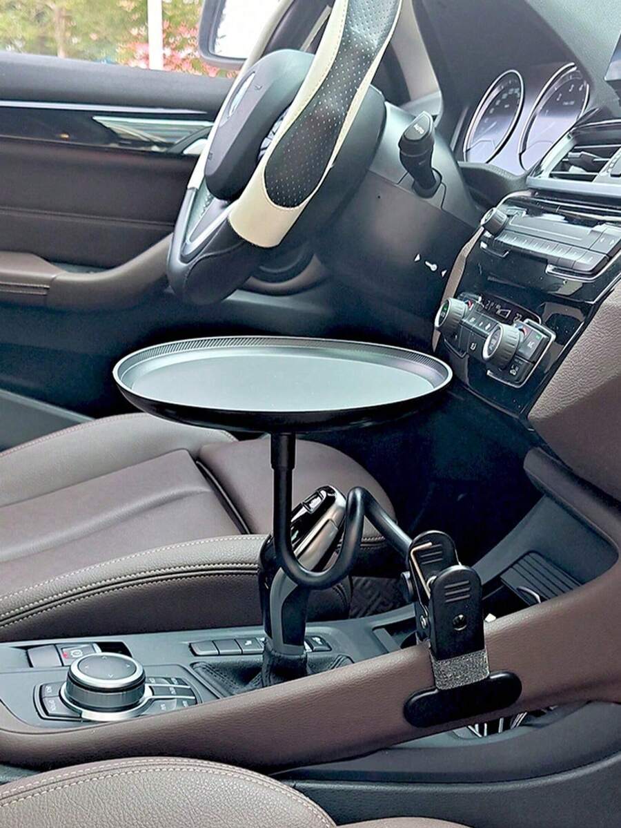 1pc Foldable Car Seat Tray Table - Universal Front/Rear Seat Organizer Holder For Snacks, Drinks, Phones & Tablets - Adjustable Angle With Anti-Slip Silicone Pad - Great For Travel - A - View 1