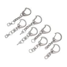 10pcs Lobster Clasp Key Ring Keychain C Shape Clasps Connector Hook For DIY Jewelry Making Findings Key Chain Accessories - White K - View 6