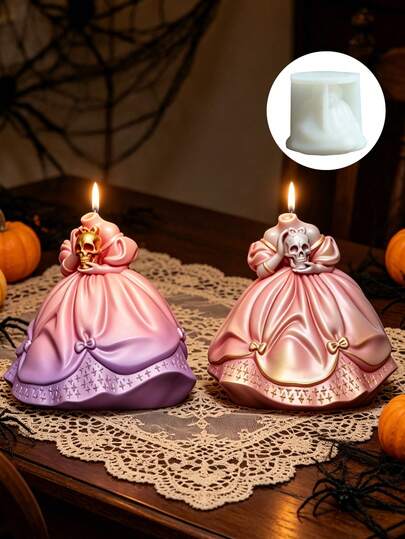 Nến thơm hình đầu lâu ôm công chúa Gothic, khuôn silicon làm nến hình đầu lâu công chúa Gothic thích hợp cho nhựa, thạch cao, đất sét, đồ thủ công DIY, trang trí Halloween, Giáng sinh, quà tặng ngày lễ