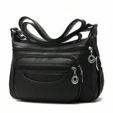 Bolso De Mujer, Bolsos Bandolera De PU Piel Multi-Bolsillo Casual Bolso De Hombro De Viaje - 黑色 - 查看 8