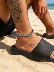 This 1-Piece Cuban Chain Anklet For Men Is Bold And Eye-Catching, Perfectly Complementing Beachwear, Street Style, Summer Outfits, And Pool Parties. It's The Ideal Gift For Your Boyfriend, Husband, Or Hip-Hop Enthusiast. - A - View 2