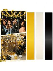 2/1set Graduation Party Paper Chain DIY Kit, Gold White Black Handmade Decoration Materials; Graduation DIY Paper Chain Hanging Decor, Graduation Ceremony Streamer Decor, Graduation Party Photo Backdrop, Graduation Ceremony Atmosphere Decor, Graduation DIY Activity Supplies, Graduation Surprise Party Decorations, Birthday Party Paper Chain Decor, Theme Party Atmosphere Supplies - View 7