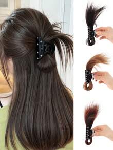 Kẹp tóc búi gà rối bồng bềnh, phụ kiện tóc dày dặn - Nhiều màu - Xem 9