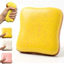 Slow Rising Squishy Butter Bread Squishy, Sensory Fidget Toys For Adults & Teens ADHD Anxiety Relief, Realistic Bread Squishy With Butter Scent, Fun Party Favors & Stocking Stuffers Gift (Pink) - Yellow - View 1