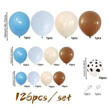 115pcs Farm Theme Balloon Garland Arch Set, Red, Blue, White Latex Balloons, Suitable For Wedding, Harvest Party, Barn Yard, Country Western Cowboy Birthday Party Supplies Decoration - Multicolor - View 5