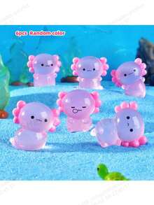 6/12pcs Glow-In-The-Dark Mini Resin Mexican Axolotl Figurines, Compact Mexican Axolotl Decor That Hides In Darkness, Suitable For Miniature Garden Landscape, Crafts, Party Favors (Random Color) - Multicolor - View 12
