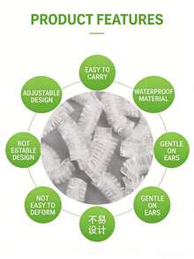 200pcs Disposable Waterproof Ear Covers, High Elastic Self-Contracting Plastic Ear Protectors, Suitable For Bathing, Hair Dyeing, Post-Piercing Care, Ear Infection Protection, Universal For Children And Adults - One-time Use - View 6