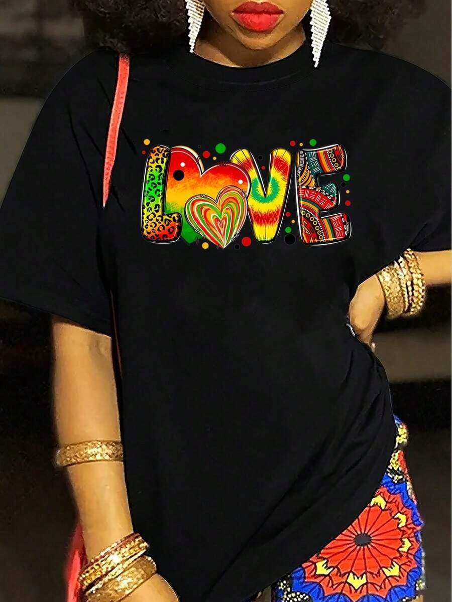 1 Piece Short-Sleeved T-Shirt With Round Neck And "Save The Drama For Your Mama" Print, 180g, 100% Cotton - Đen 3 - Xem 1