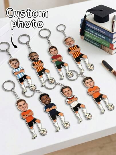 1 pieza Llavero acrílico personalizado con foto divertida de ocupación, encanto personalizado de equipo de fútbol/médico/enfermera/graduación, aprecio de ocupación/regalo de graduación para fanáticos, graduados, amigos, recuerdo de fiesta temática
