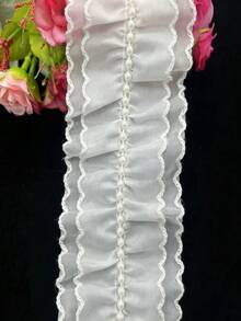 7cm Wide DIY Chiffon Ruched Trim, Clothing, Dress Hem, Home Textile, Costume - White - View 4
