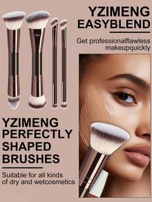 YZIMENG Bộ cọ trang điểm chuyên nghiệp 14 món/11 món/6 món, gồm 5 cọ trang điểm mặt hai đầu + cọ che khuyết điểm + 9 bông mút/cọ tán, chất liệu mềm mại. Dụng cụ trang điểm đa chức năng, bao gồm cọ phấn phủ, cọ má hồng, cọ che khuyết điểm, cọ nền, cọ tạo khối, cọ pha trộn, chăm sóc nhẹ nhàng cho mọi loại da. - màu nâu - Xem 4
