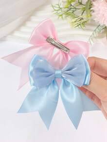 6pcs Random Multi-Color Double-Layer Bow Hair Clips, Princess Style School Girl Aesthetic High-End Hair Accessories, Essential Daily Hair Decor For Girls - Multicolor - View 7