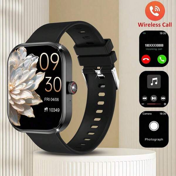 Reloj inteligente con pantalla táctil completa de 2,01" para hombres y mujeres, con función de llamada, podómetro, seguimiento de calorías, modos deportivos múltiples, seguimiento de distancia, recordatorio de llamadas/mensajes/sedentarismo, conexión inalámbrica para teléfonos Android