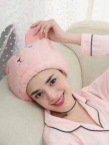 Khăn lau khô tóc, mũ tắm dày dặn, thấm hút tốt, nhanh khô dành cho người lớn, khăn trùm đầu kiểu turban. - Hồng - Xem 5