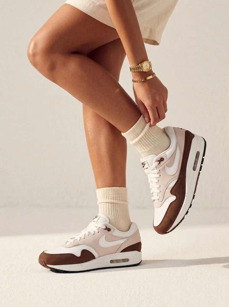 Air Max 1 - Women's Casual Everyday Versatile Comfortable Athletic Sneakers - Neutral Grey/White/Black/Baroque Brown - View 1