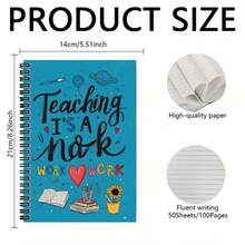 100-Page Spiral Notebook With Creative "Teaching Is A Heart & Key" Cover, Ideal For Learning Records, Daily Planning, Journaling. A Thoughtful Gift For Graduation, Birthday, And Work/Study Companion. - A - View 2