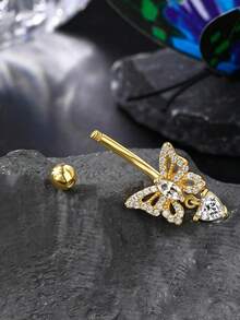 14G 10mm 蝴蝶心形 CZ 吊坠肚脐环 女士肚脐环 - 14G 肚脐穿刺饰品 - 蝴蝶型 - 查看 4
