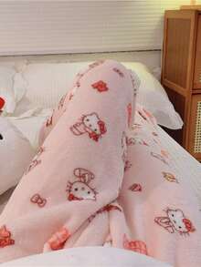 Hello Kitty 女款長褲，四季通用毛絨睡褲，柔軟雲朵布料，可愛卡通設計，理想的新年禮物，適合女友與情侶 - 粉色 - 查看 6