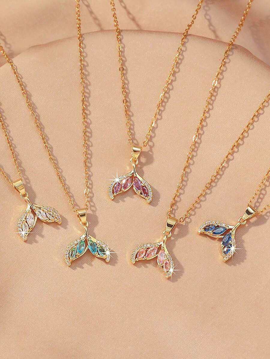 1 chiếc mặt dây chuyền hình đuôi cá đính đá Zirconia nhiều màu sắc, thiết kế thanh lịch và độc đáo, làm từ thép không gỉ, thích hợp cho nữ, đeo hàng ngày, dự lễ hội và đi chơi.