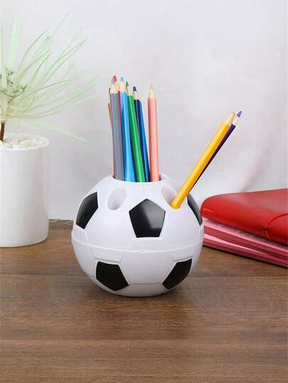 1 pezzo, Portapenne e portamatite a forma di pallone da calcio, portaspazzolino da denti da tavolo, decorazione per la casa, regalo per studenti, articoli per il ritorno a scuola, forniture scolastiche, astuccio, zaino scolastico