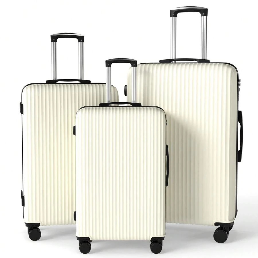 YSTYLE 3-In-1 Large Luggage Suitcase Sets, White Solid Hardside ABS Suitcase With TSA Lock, 4 Slient Spinner Wheels Travel Set For Travel Must Haves,Cruise Essential,Vacation Durable Luggage Case Trolley Suitcase Spinner Suitcase Travel Luggage, Anti-Scratch Travel Suitcase, Hardshell Suitcase Suitcase Luggage,Combination Package Carry-On Suitcase With Wheels Travel Essentials Durable For Men For Women For Vacation For Business Large Capacity Travel Essential Travel Accessories Travel Organizer Travel Stuff - 白色 - 查看 1