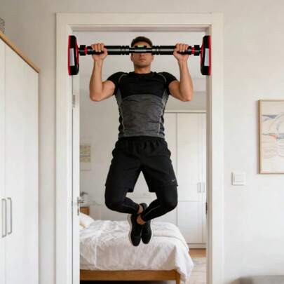 Barra de exercícios para exercícios em casa, barra fixa para flexões, ideal para adultos e crianças, com instalação na porta sem necessidade de furar.